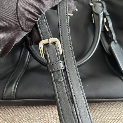 Preloved Authentic Prada Tessuto Nylon Tote Bag Black with Crossbody Strap