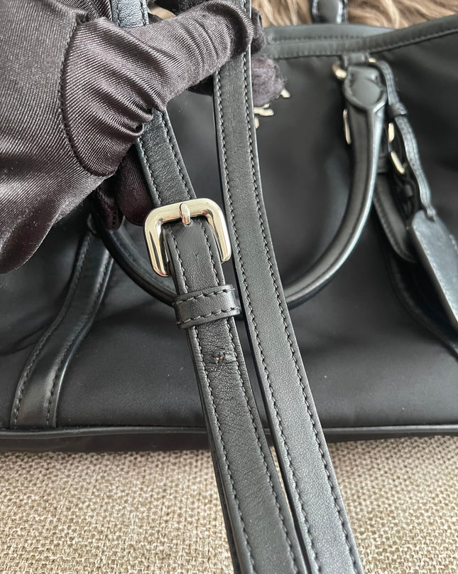 Preloved Authentic Prada Tessuto Nylon Tote Bag Black with Crossbody Strap