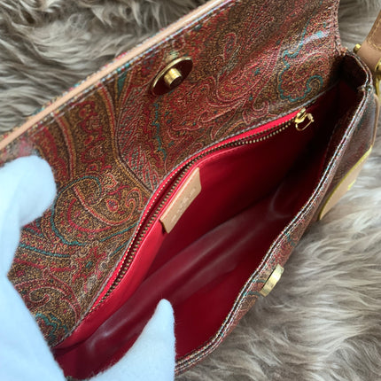 Etro Multicolor Paisley Coated Canvas and Leather Flap Crossbody Bag