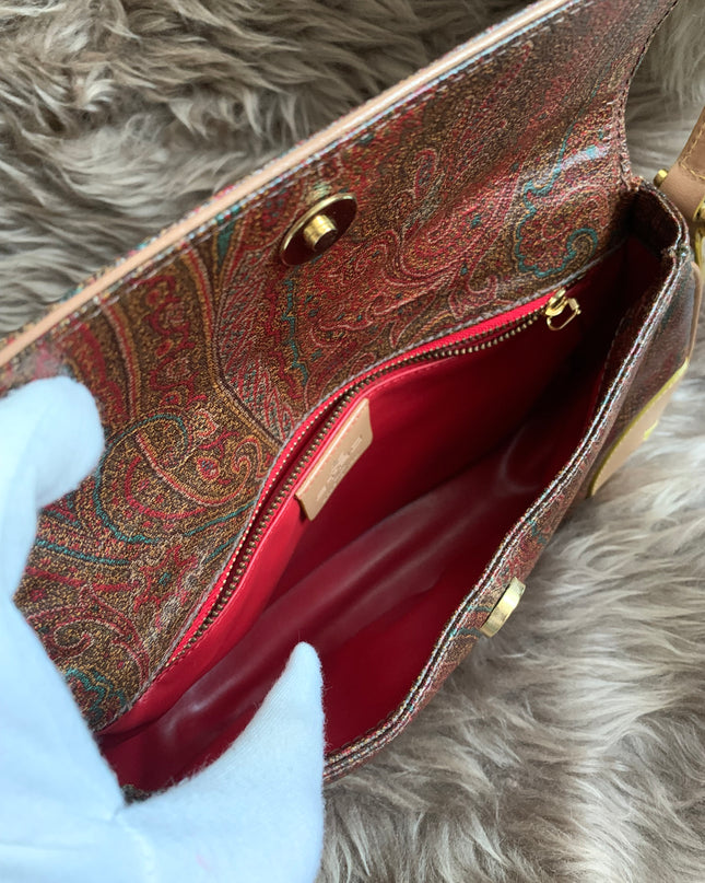 Etro Multicolor Paisley Coated Canvas and Leather Flap Crossbody Bag