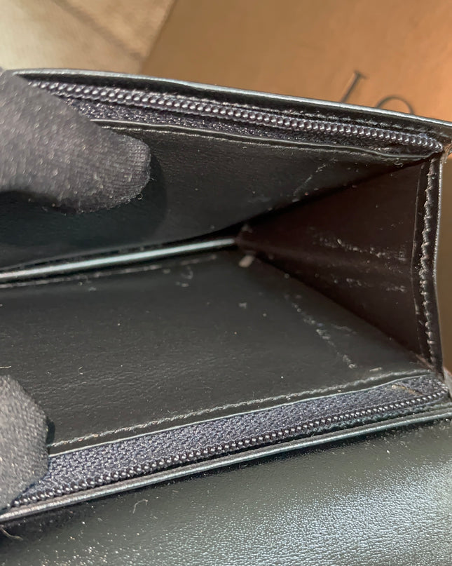 Preloved Authentic Loewe Bifold Wallet Black Grained Leather