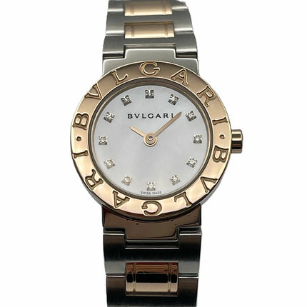 Preloved Authentic Rank A BVLGARI BVLGARI BVLGARI Ltd. PG SS 23mm Watch BBP23WSGD/JN Stainless Steel White Shell Pink Gold Women's