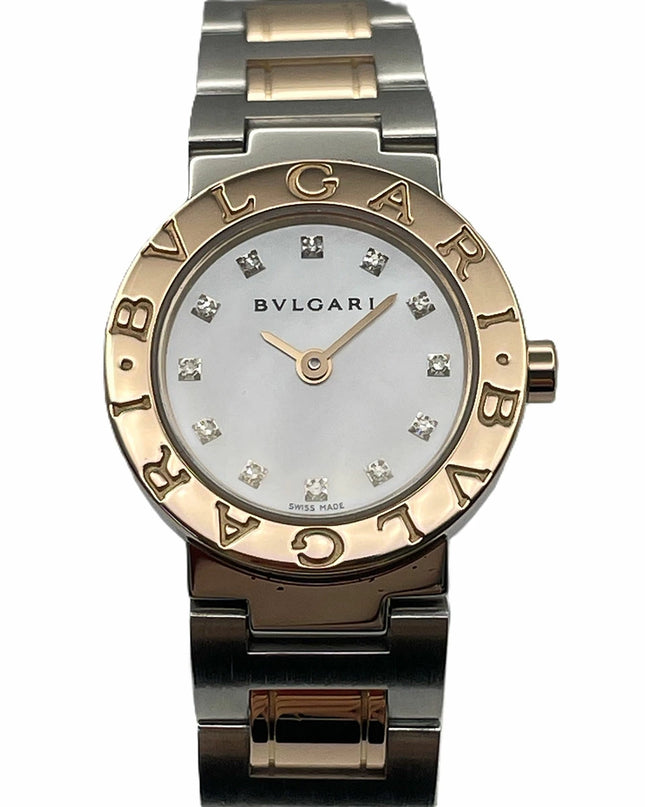 Preloved Authentic Rank A BVLGARI BVLGARI BVLGARI Ltd. PG SS 23mm Watch BBP23WSGD/JN Stainless Steel White Shell Pink Gold Women's