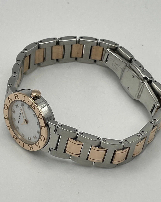 Preloved Authentic Rank A BVLGARI BVLGARI BVLGARI Ltd. PG SS 23mm Watch BBP23WSGD/JN Stainless Steel White Shell Pink Gold Women's