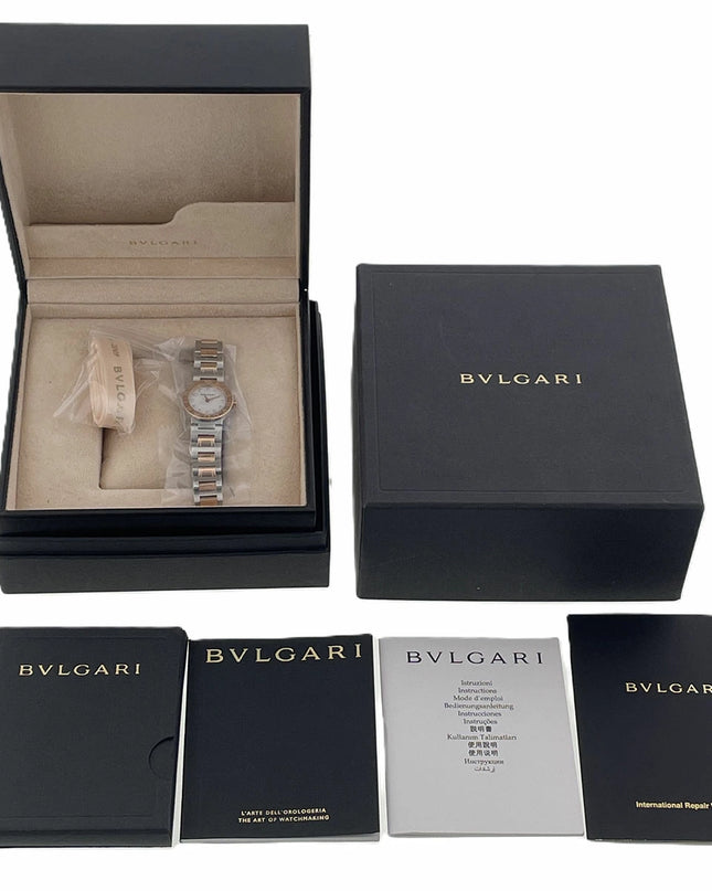 Preloved Authentic Rank A BVLGARI BVLGARI BVLGARI Ltd. PG SS 23mm Watch BBP23WSGD/JN Stainless Steel White Shell Pink Gold Women's
