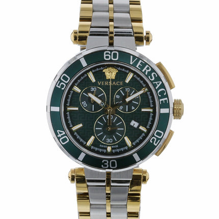 Preloved Authentic Versace Greca Chrono Quartz Watch VE3L00422 Stainless Steel Green Men's