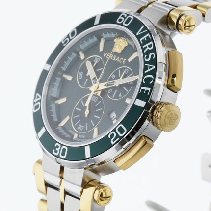 Preloved Authentic Versace Greca Chrono Quartz Watch VE3L00422 Stainless Steel Green Men's