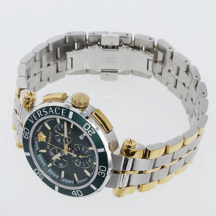 Preloved Authentic Versace Greca Chrono Quartz Watch VE3L00422 Stainless Steel Green Men's