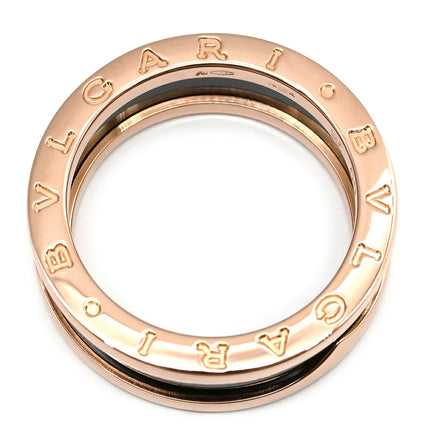 Preloved Authentic BVLGARI B-zero1 2-Band Ring in Pink Gold and Black, #59 (JP19) with Black Ceramic, 18K 750 PG, Size 18 [Boxed]