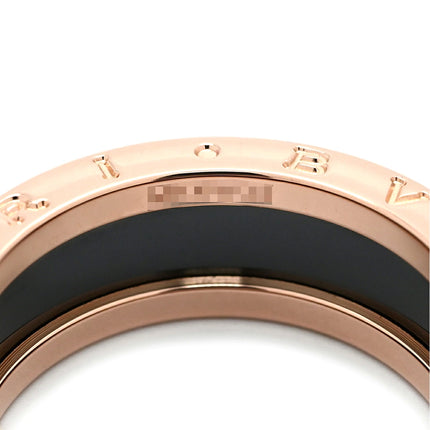 Preloved Authentic BVLGARI B-zero1 2-Band Ring in Pink Gold and Black, #59 (JP19) with Black Ceramic, 18K 750 PG, Size 18 [Boxed]