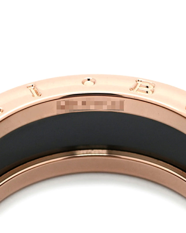 Preloved Authentic BVLGARI B-zero1 2-Band Ring in Pink Gold and Black, #59 (JP19) with Black Ceramic, 18K 750 PG, Size 18 [Boxed]