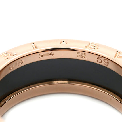 Preloved Authentic BVLGARI B-zero1 2-Band Ring in Pink Gold and Black, #59 (JP19) with Black Ceramic, 18K 750 PG, Size 18 [Boxed]