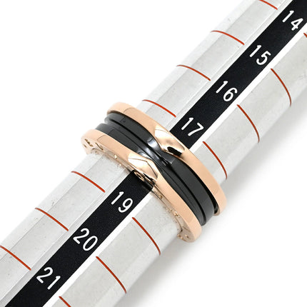 Preloved Authentic BVLGARI B-zero1 2-Band Ring in Pink Gold and Black, #59 (JP19) with Black Ceramic, 18K 750 PG, Size 18 [Boxed]