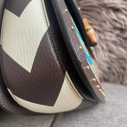 Preloved Authentic Gucci GG Supreme Canvas Leather and Python Medium Bamboo 1947 Top Handle Bag