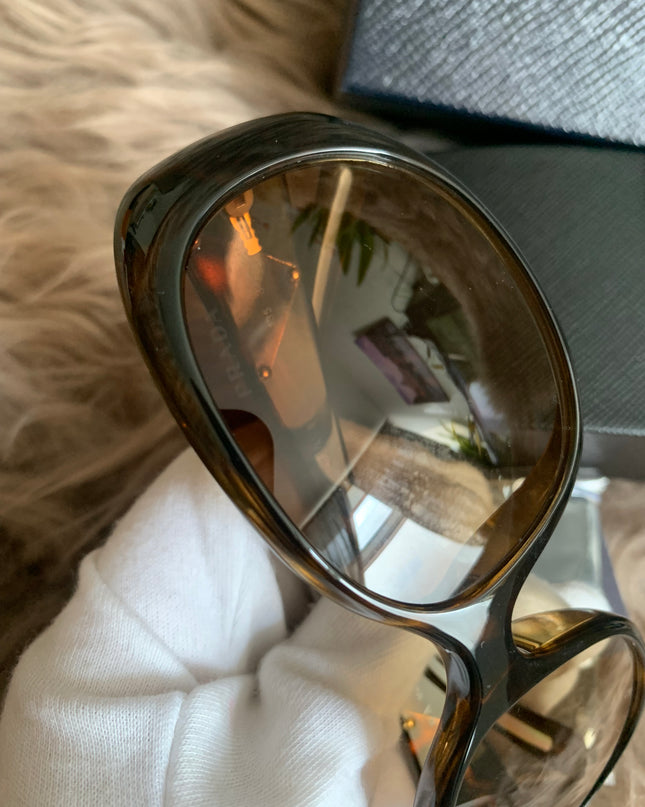 Prada Brown Oversized Oval Frame Sunglasses