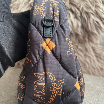 Preloved Authentic MCM Aren Hobo Bag Black Fabric