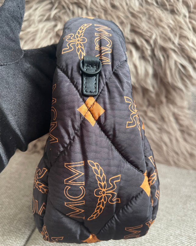 Preloved Authentic MCM Aren Hobo Bag Black Fabric