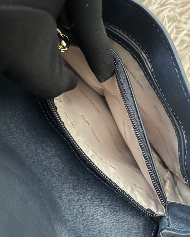 Preloved Authentic Michael Kors Black Leather Small Sloan Studded Chain Shoulder Bag