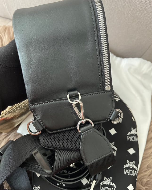Preloved Authentic MCM Trey Mixed Media Triple-Pouch Convertible Sling
