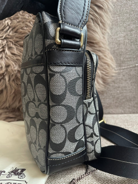Preloved Authentic Coach Signature Varsity Stripe Flight Crossbody Bag