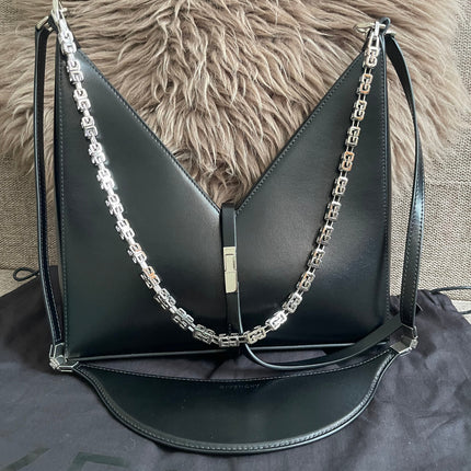 Preloved Authentic Givenchy Cut-Out Mini Crossbody Bag — Black Smooth Leather