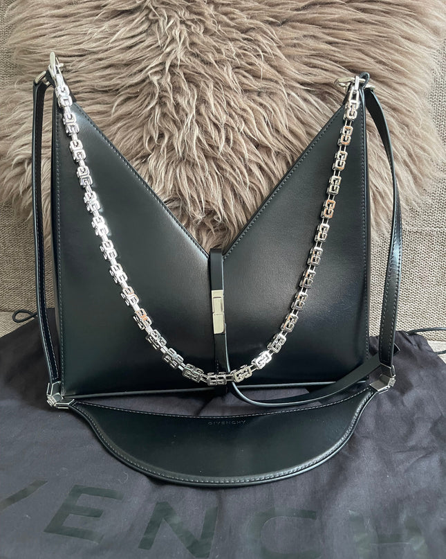 Preloved Authentic Givenchy Cut-Out Mini Crossbody Bag — Black Smooth Leather