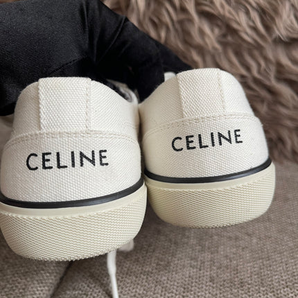 Preloved Authentic Celine Alan Sneaker with Triomphe in Canvas Off-White