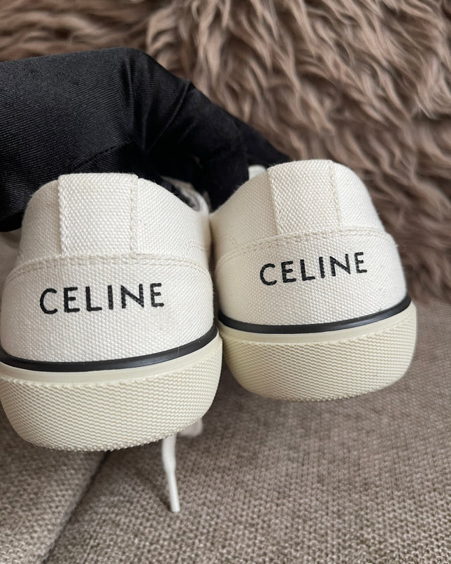 Preloved Authentic Celine Alan Sneaker with Triomphe in Canvas Off-White