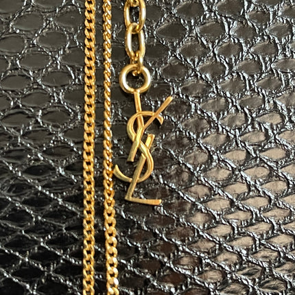 Preloved Authentic Saint Laurent Pouch Avenue Black Python Chain Bag