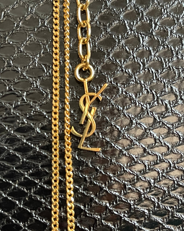 Preloved Authentic Saint Laurent Pouch Avenue Black Python Chain Bag