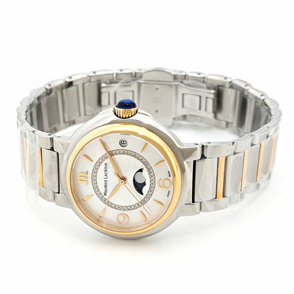 Preloved Authentic Rank SA Maurice Lacroix Fiaba Moon Phase Shell with Circle Diamonds FA1084 Quartz Stainless Steel Watch