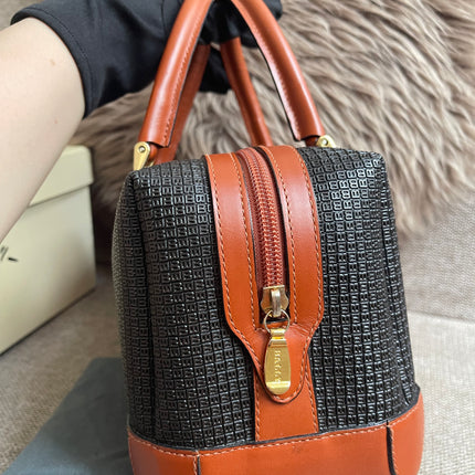 Preloved Authentic Bally Monogram Top Handle Tote Bag Black Cognac