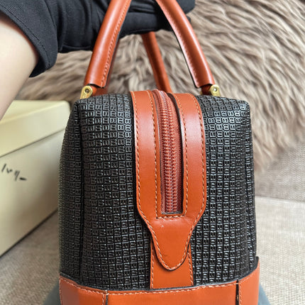 Preloved Authentic Bally Monogram Top Handle Tote Bag Black Cognac
