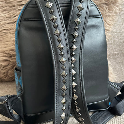 Preloved Authentic MCM Stark Backpack in Blue Black Visetos