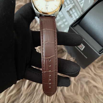 Preloved Authentic Tissot  T-Classic PR 100 White Dial Brown Leather Strap Watch for Men