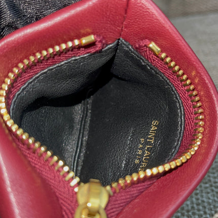 Preloved Authentic Saint Laurent Monogram Zipped Card Case — Burgundy