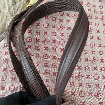 Preloved Authentic Louis Vuitton Monogram Mini Lin Marjorie shoulder bag in burgundy cloth with leather trim