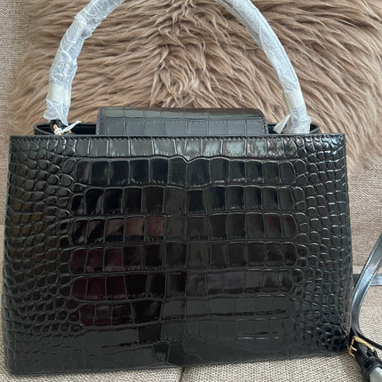 Preloved Authentic Tory Burch Britten Embossed Satchel in Black