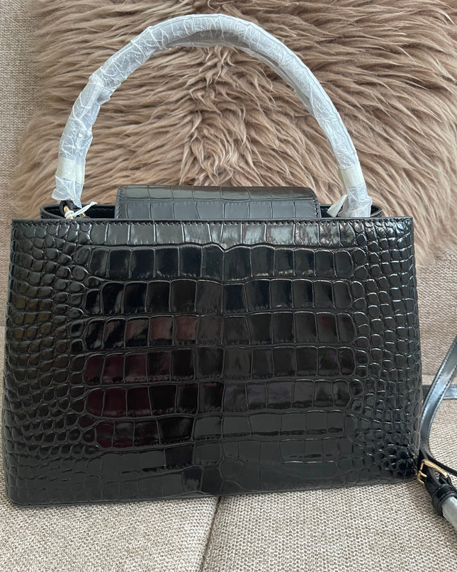 Preloved Authentic Tory Burch Britten Embossed Satchel in Black