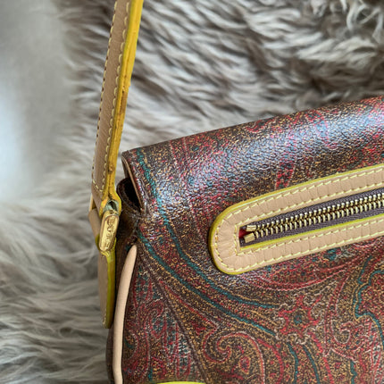 Etro Multicolor Paisley Coated Canvas and Leather Flap Crossbody Bag