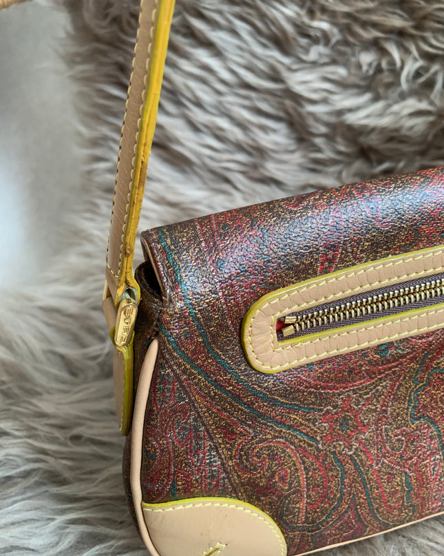 Etro Multicolor Paisley Coated Canvas and Leather Flap Crossbody Bag