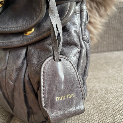 Preloved Authentic Miu Miu Coffer Bag – Slate Blue Distressed Leather