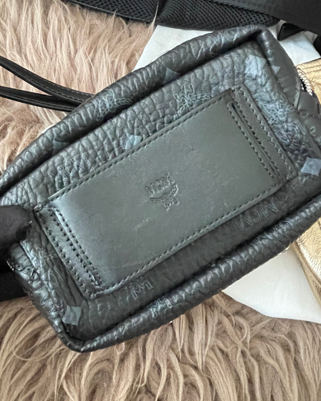 Preloved Authentic MCM Trey Mixed Media Triple-Pouch Convertible Sling