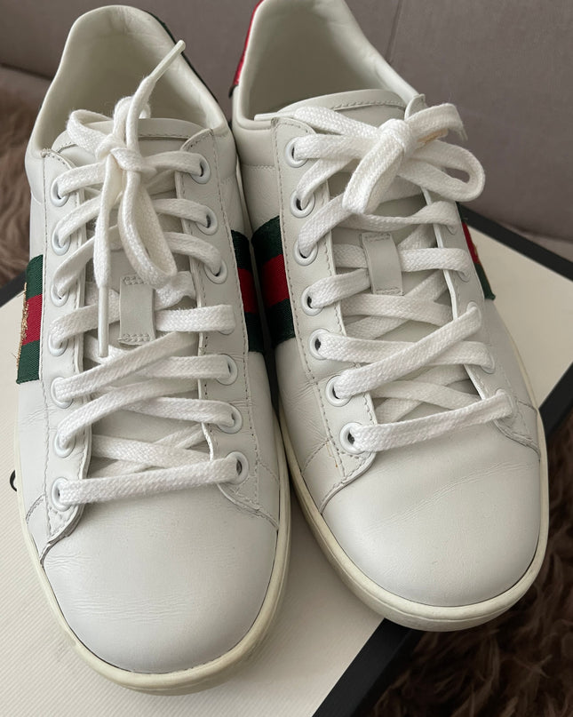 Preloved Authentic Ace Embroidered Low Top Sneakers in Leather SZ35
