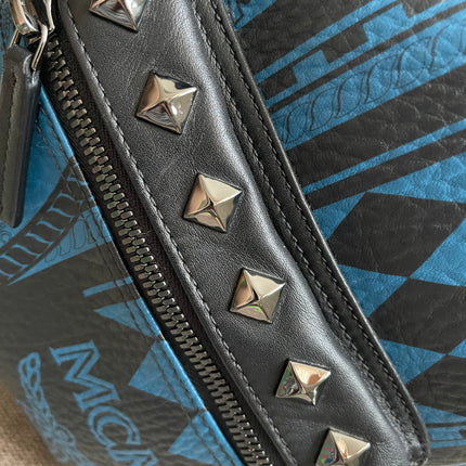 Preloved Authentic MCM Stark Backpack in Blue Black Visetos