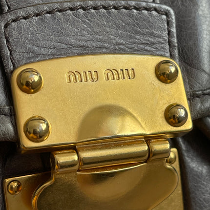 Preloved Authentic Miu Miu Coffer Bag – Slate Blue Distressed Leather