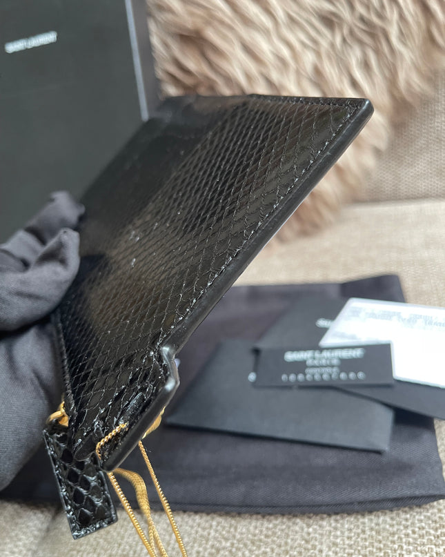 Preloved Authentic Saint Laurent Pouch Avenue Black Python Chain Bag