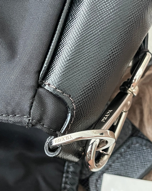 Preloved Authentic  Prada Tessuto Nylon and Saffiano Leather Messenger Bag