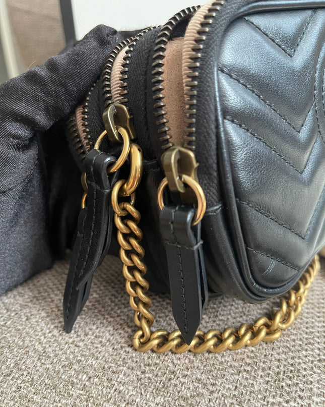 Preloved Authentic Gucci GG Marmont Mini Chain Bag – Black