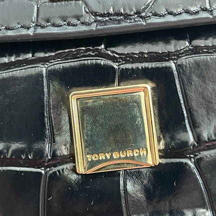Preloved Authentic Tory Burch Britten Embossed Satchel in Black